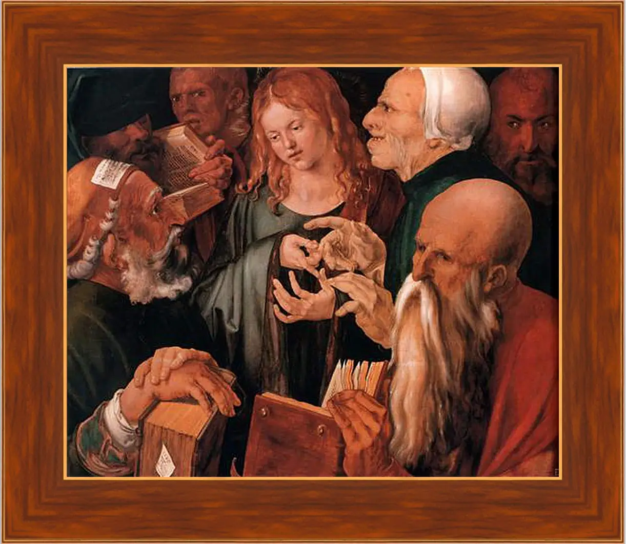 Картина в раме - Christ among the Doctors. Христос среди учителей. Альбрехт Дюрер