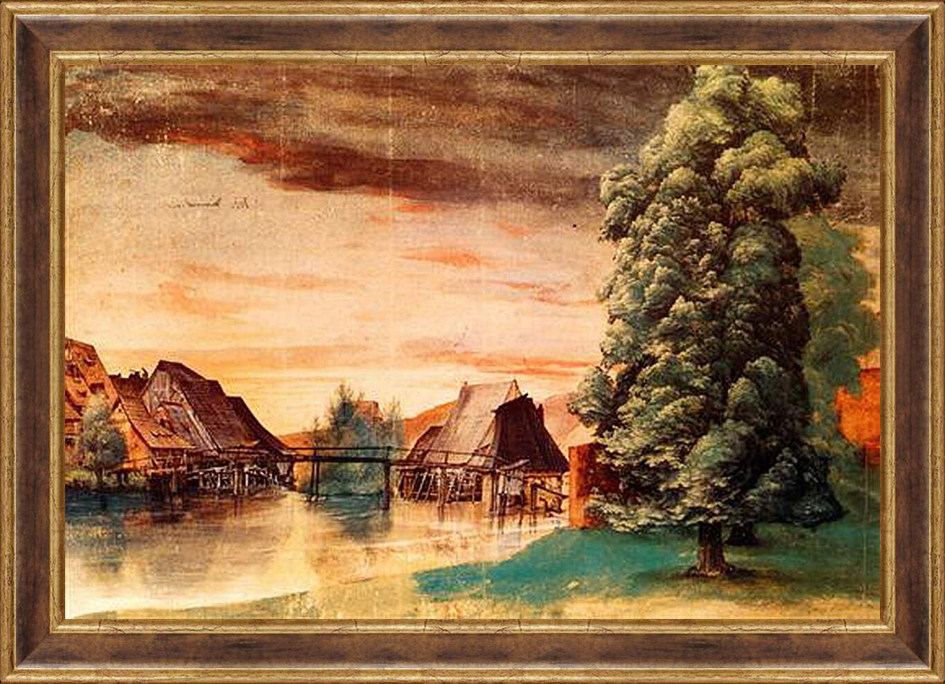Картина в раме - The Cooper Mill on the Pegnitz. Мельница на реке Пегниц. Альбрехт Дюрер