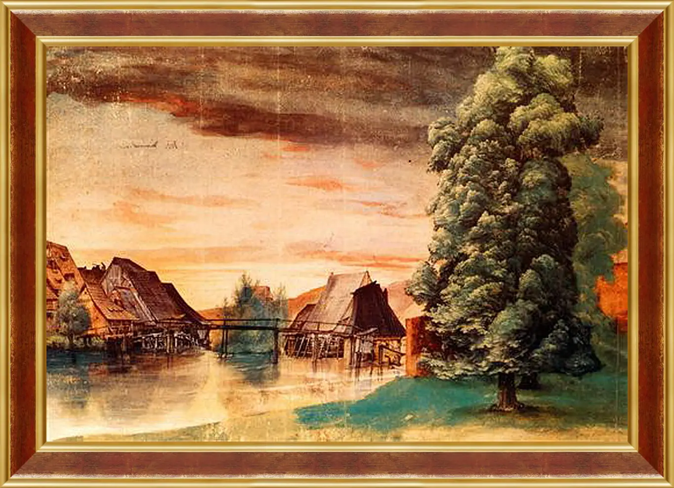 Картина в раме - The Cooper Mill on the Pegnitz. Мельница на реке Пегниц. Альбрехт Дюрер