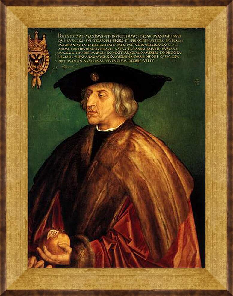 Картина в раме - Portrait of Emperor Maximillian I. Портрет Императора Максимилиана I. Альбрехт Дюрер