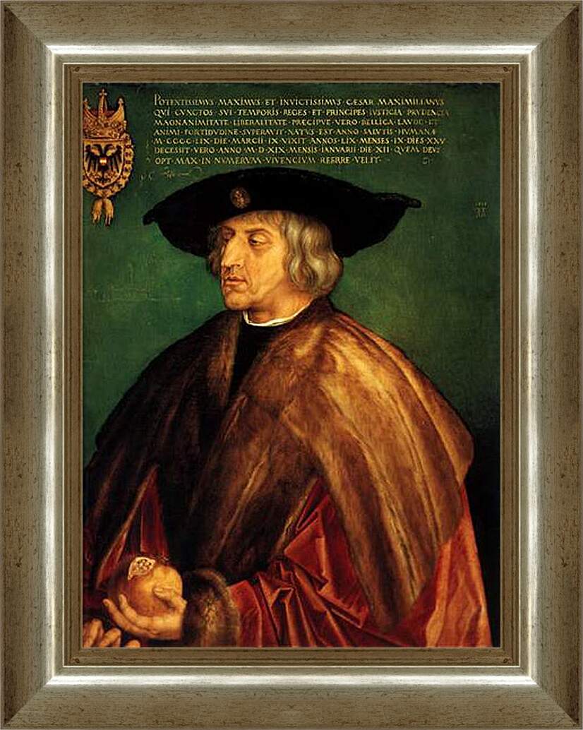 Картина в раме - Portrait of Emperor Maximillian I. Портрет Императора Максимилиана I. Альбрехт Дюрер