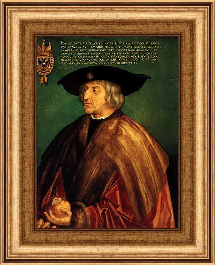 Картина в раме - Portrait of Emperor Maximillian I. Портрет Императора Максимилиана I. Альбрехт Дюрер