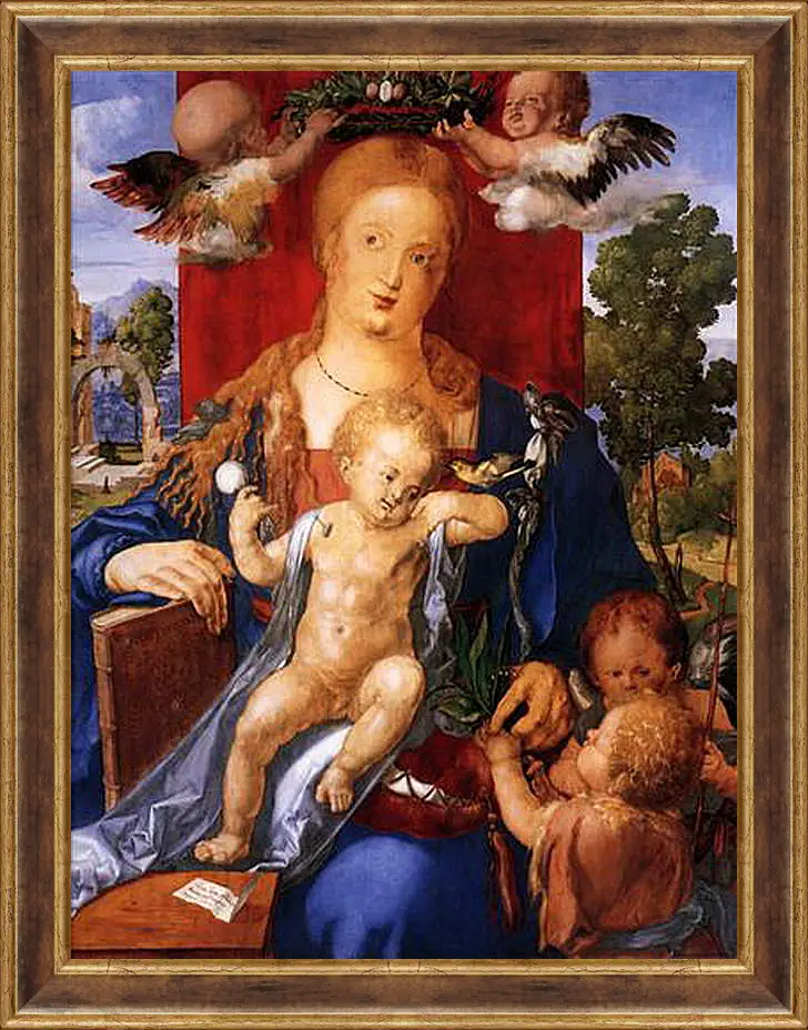 Картина в раме - Madonna with the Siskin. Мадонна с чижиком. Альбрехт Дюрер