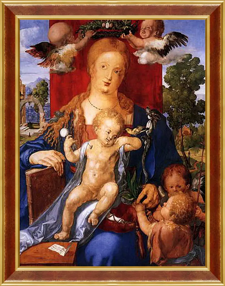 Картина в раме - Madonna with the Siskin. Мадонна с чижиком. Альбрехт Дюрер