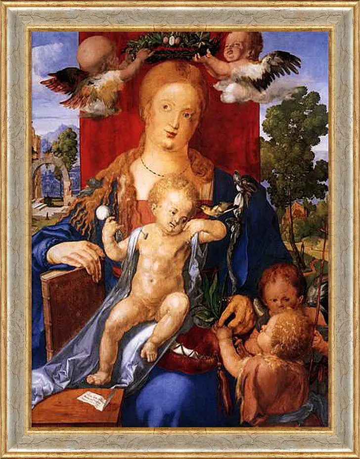 Картина в раме - Madonna with the Siskin. Мадонна с чижиком. Альбрехт Дюрер