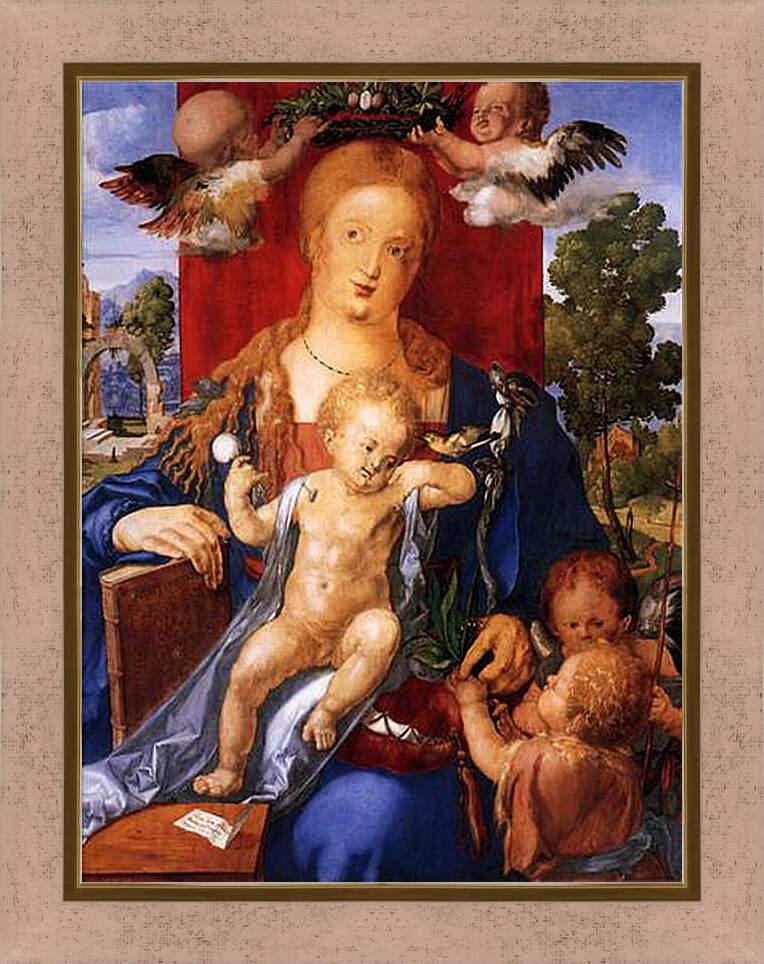 Картина в раме - Madonna with the Siskin. Мадонна с чижиком. Альбрехт Дюрер