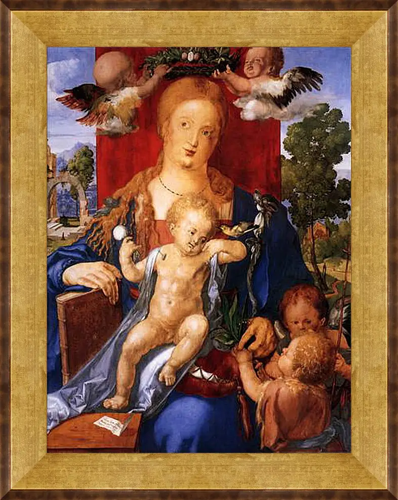 Картина в раме - Madonna with the Siskin. Мадонна с чижиком. Альбрехт Дюрер