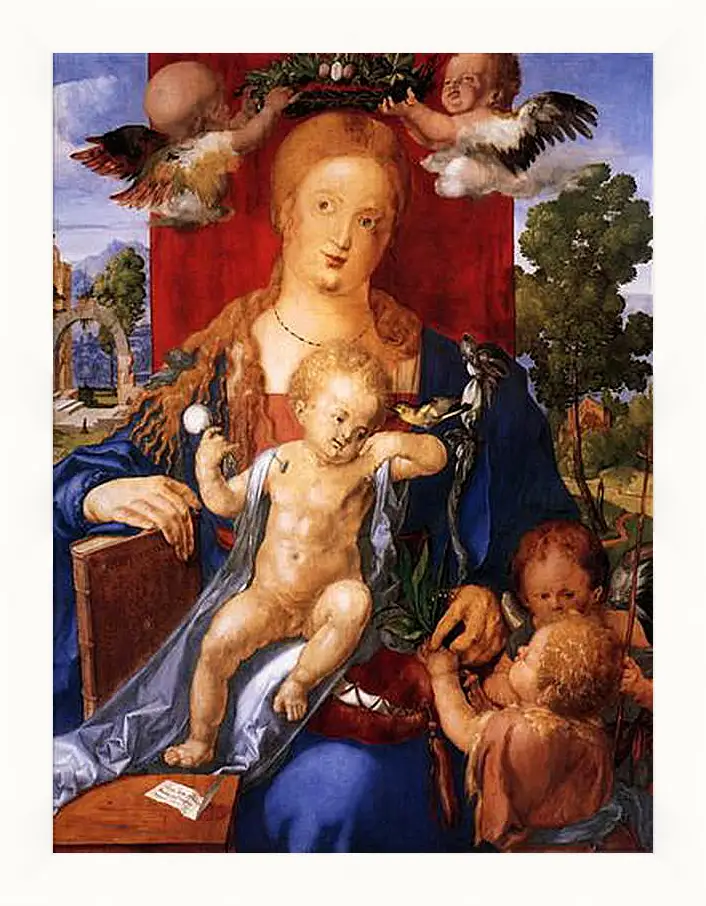 Картина в раме - Madonna with the Siskin. Мадонна с чижиком. Альбрехт Дюрер