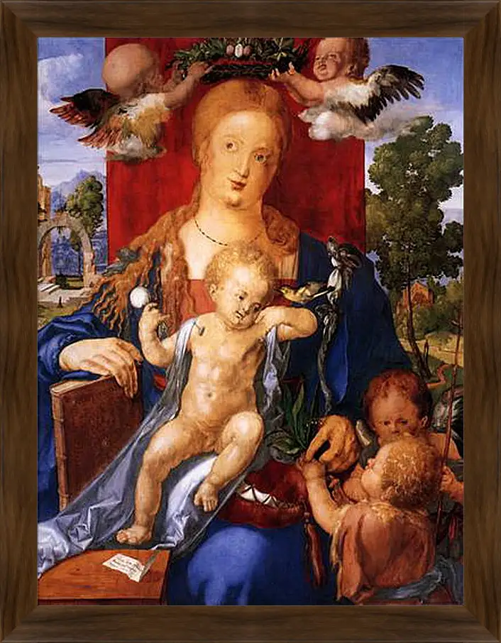 Картина в раме - Madonna with the Siskin. Мадонна с чижиком. Альбрехт Дюрер