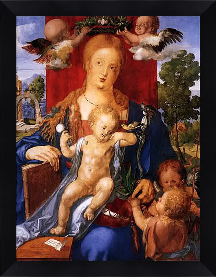 Картина в раме - Madonna with the Siskin. Мадонна с чижиком. Альбрехт Дюрер