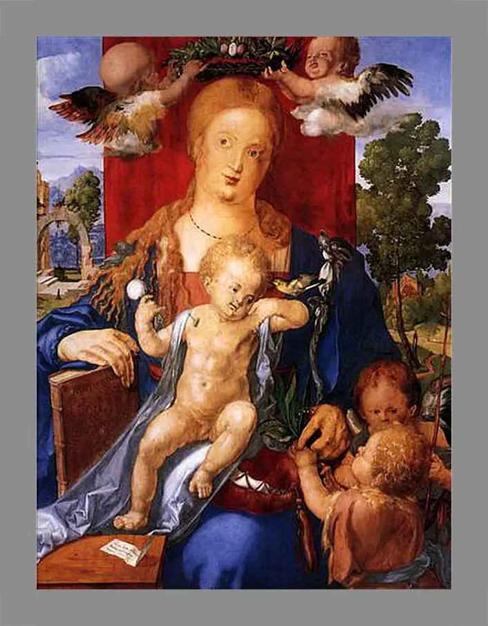 Картина в раме - Madonna with the Siskin. Мадонна с чижиком. Альбрехт Дюрер