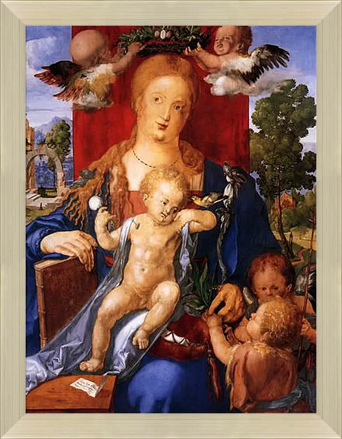 Картина в раме - Madonna with the Siskin. Мадонна с чижиком. Альбрехт Дюрер