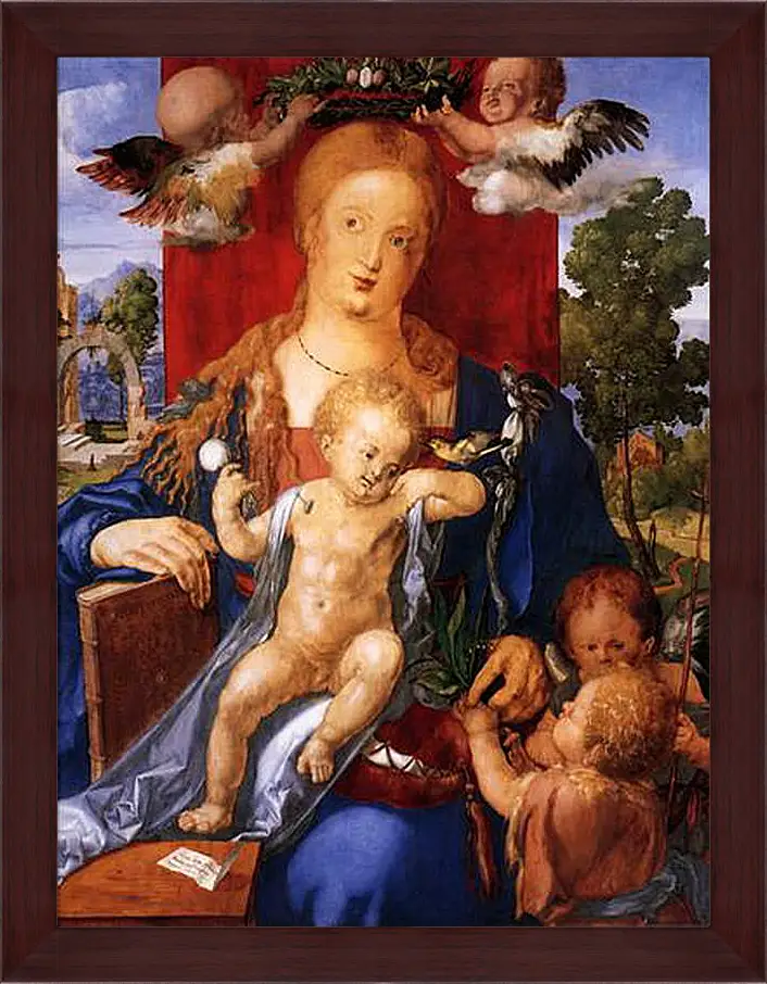 Картина в раме - Madonna with the Siskin. Мадонна с чижиком. Альбрехт Дюрер