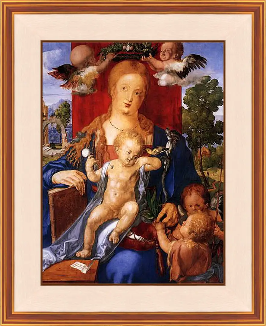 Картина в раме - Madonna with the Siskin. Мадонна с чижиком. Альбрехт Дюрер