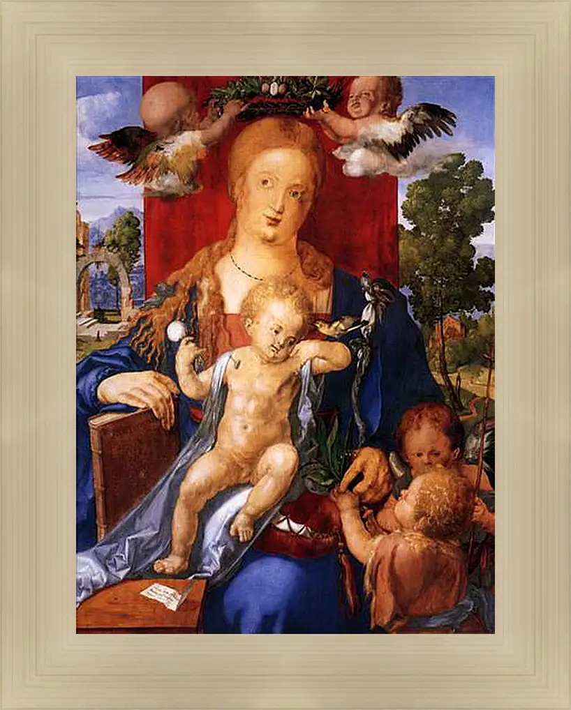 Картина в раме - Madonna with the Siskin. Мадонна с чижиком. Альбрехт Дюрер