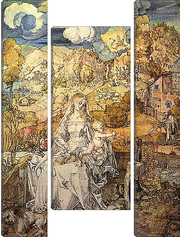 Модульная картина - Madonna with Animals. Богородица с Иисусом среди животных Альбрехт Дюрер