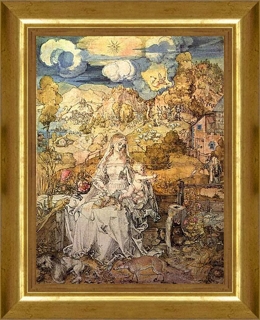 Картина в раме - Madonna with Animals. Богородица с Иисусом среди животных Альбрехт Дюрер