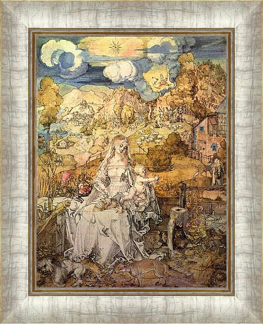 Картина в раме - Madonna with Animals. Богородица с Иисусом среди животных Альбрехт Дюрер