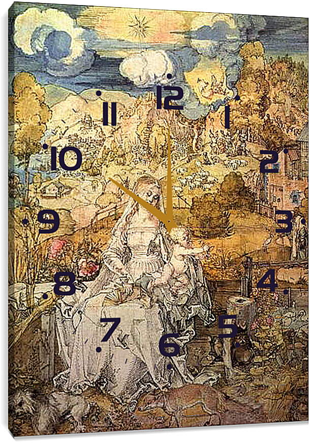 Часы картина - Madonna with Animals. Богородица с Иисусом среди животных Альбрехт Дюрер