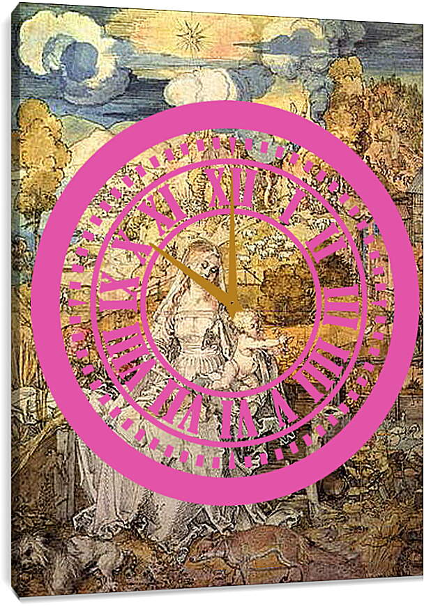 Часы картина - Madonna with Animals. Богородица с Иисусом среди животных Альбрехт Дюрер