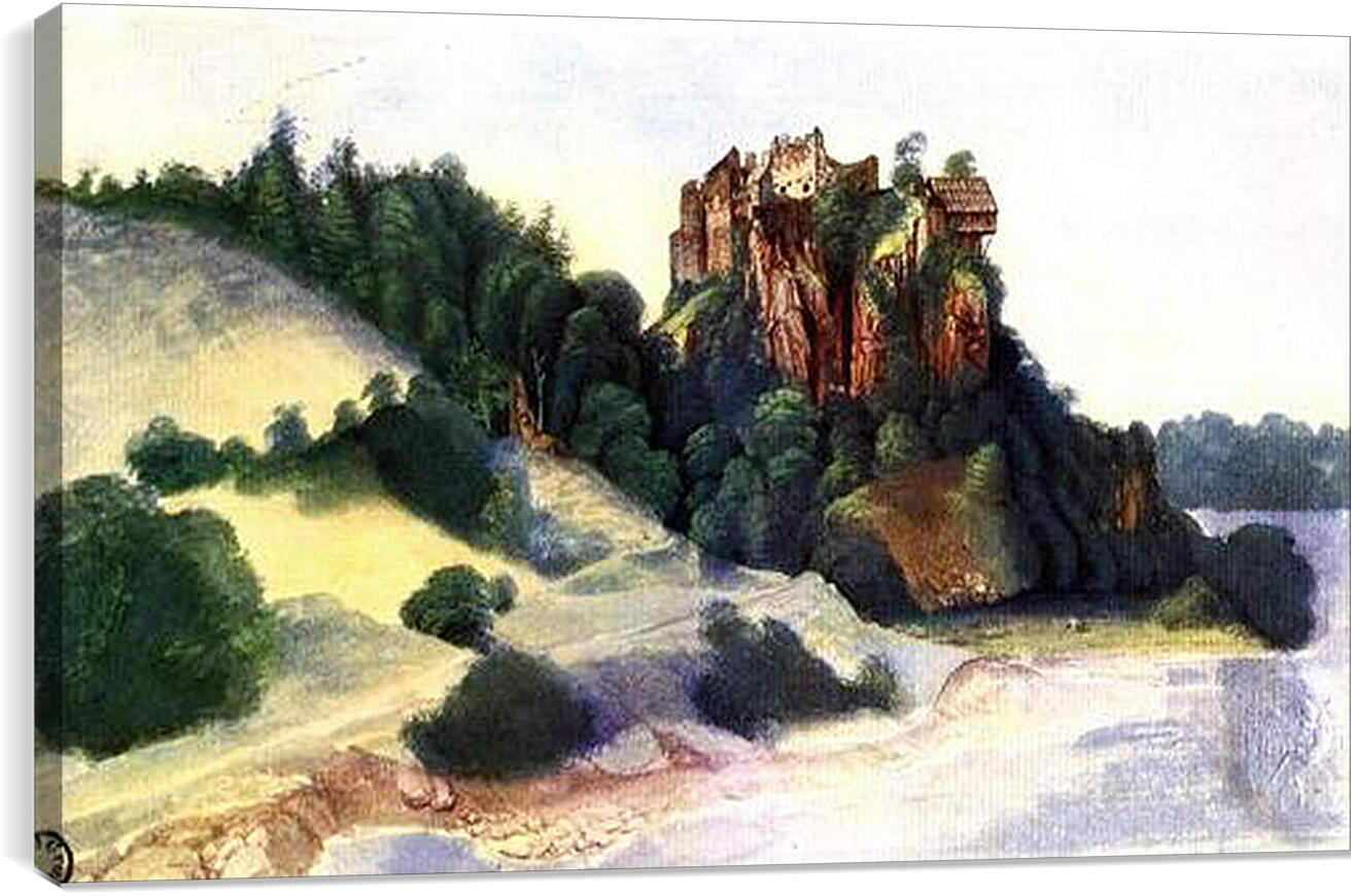 Постер и плакат - Castle Segonzano in Cembra-Tal. Вид на замок с реки. Альбрехт Дюрер