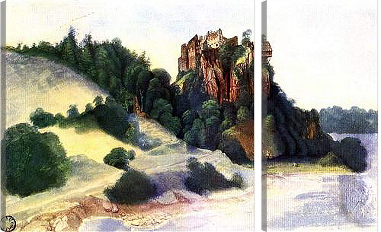 Модульная картина - Castle Segonzano in Cembra-Tal. Вид на замок с реки. Альбрехт Дюрер