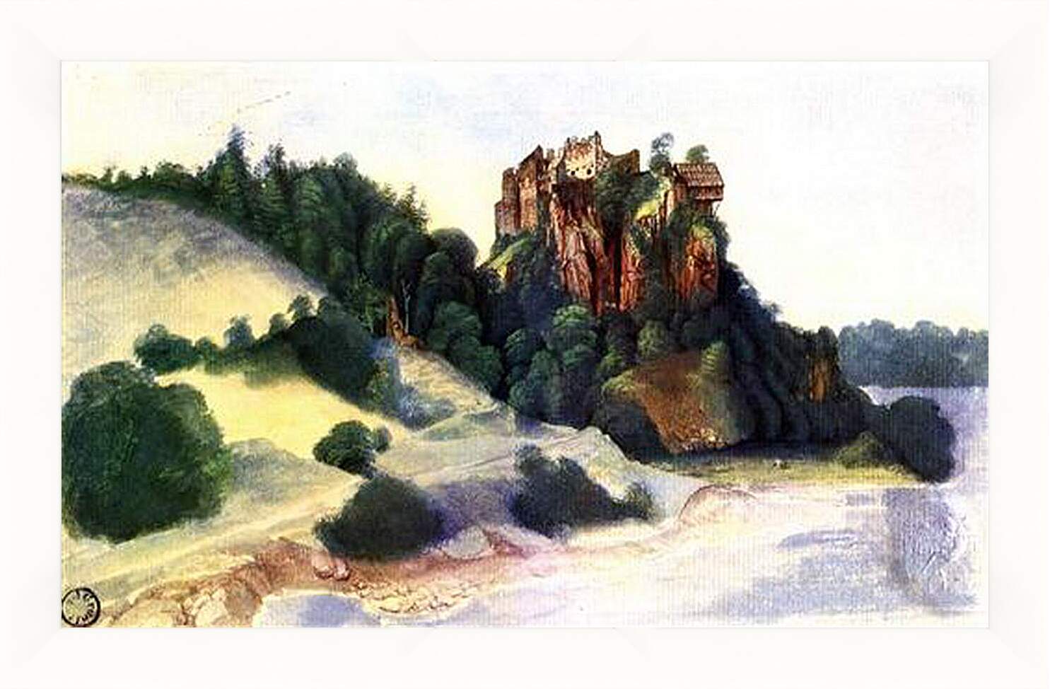 Картина в раме - Castle Segonzano in Cembra-Tal. Вид на замок с реки. Альбрехт Дюрер