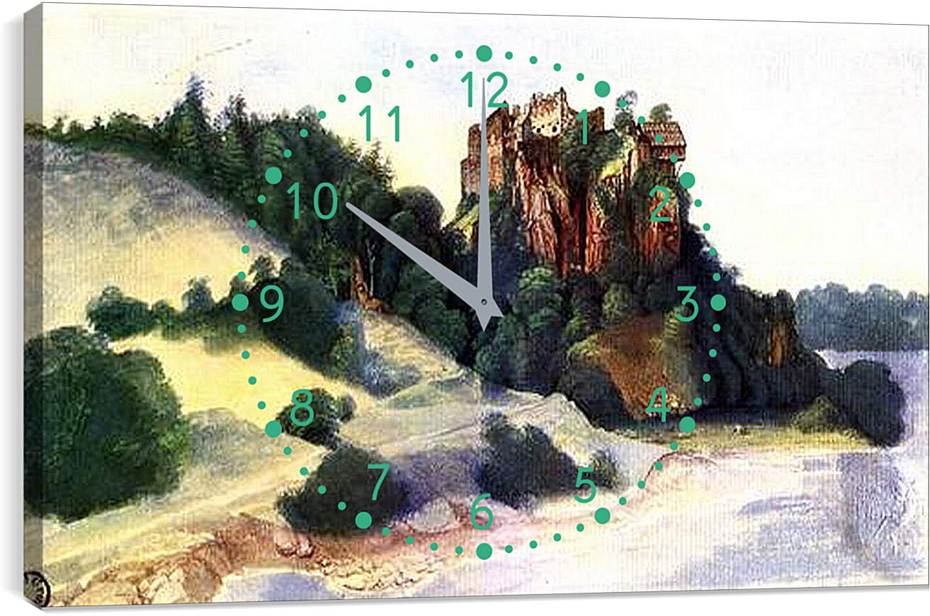 Часы картина - Castle Segonzano in Cembra-Tal. Вид на замок с реки. Альбрехт Дюрер