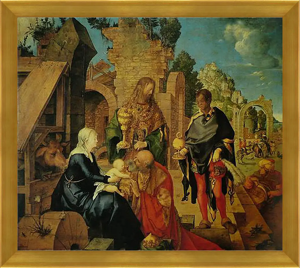 Картина в раме - Adoration of the Magi. Поклонение волхвов. Альбрехт Дюрер