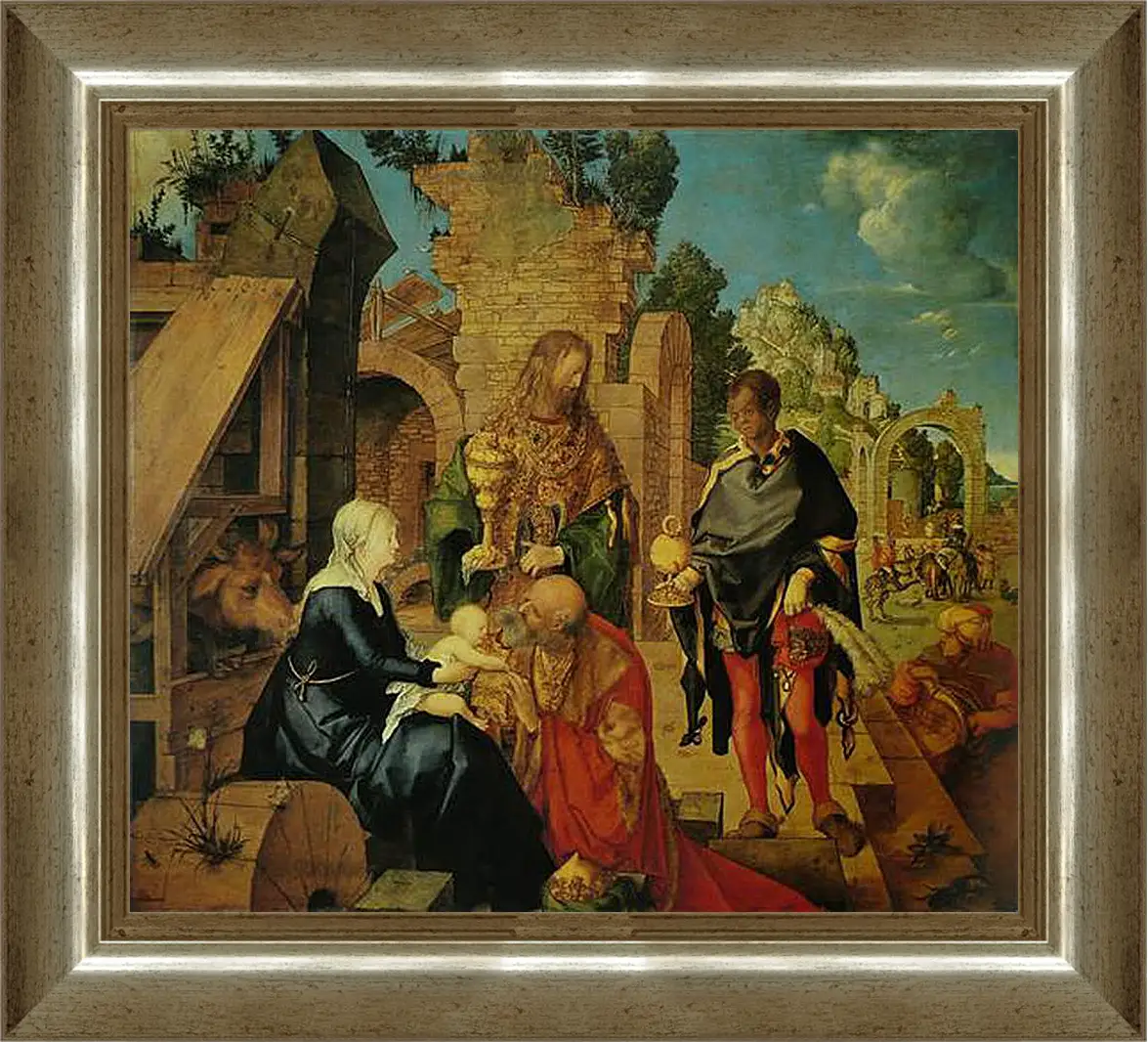 Картина в раме - Adoration of the Magi. Поклонение волхвов. Альбрехт Дюрер