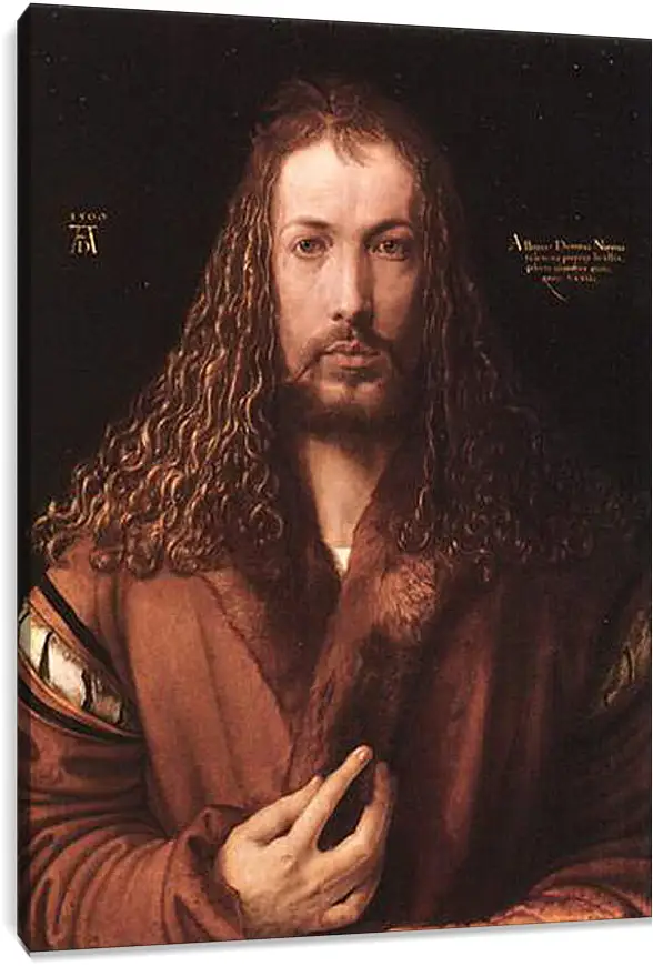 Постер и плакат - Self-portrait by Albrecht. Автопортрет в одежде, отделанной мехом. Альбрехт Дюрер