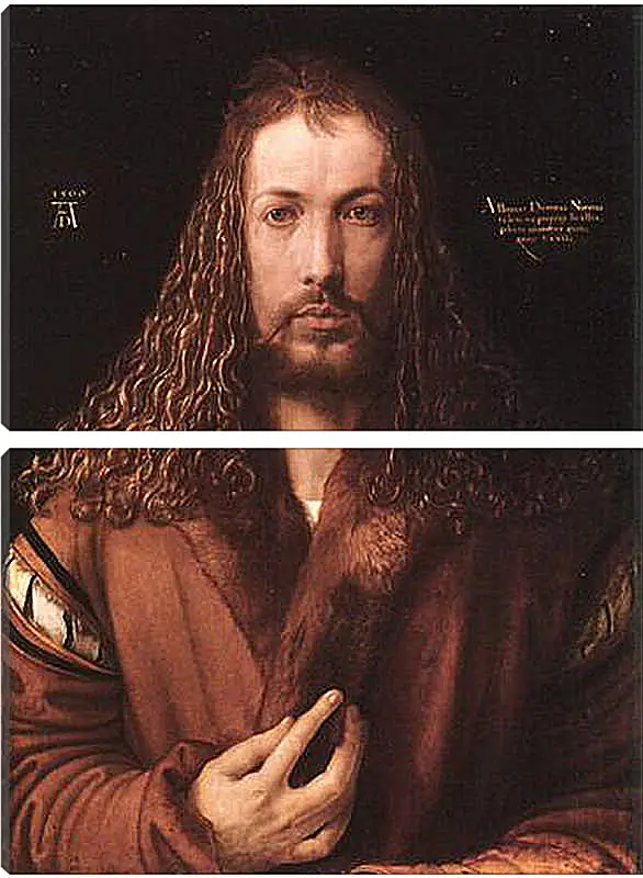 Модульная картина - Self-portrait by Albrecht. Автопортрет в одежде, отделанной мехом. Альбрехт Дюрер