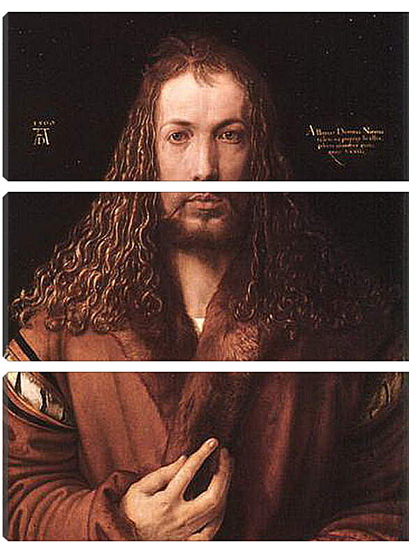 Модульная картина - Self-portrait by Albrecht. Автопортрет в одежде, отделанной мехом. Альбрехт Дюрер