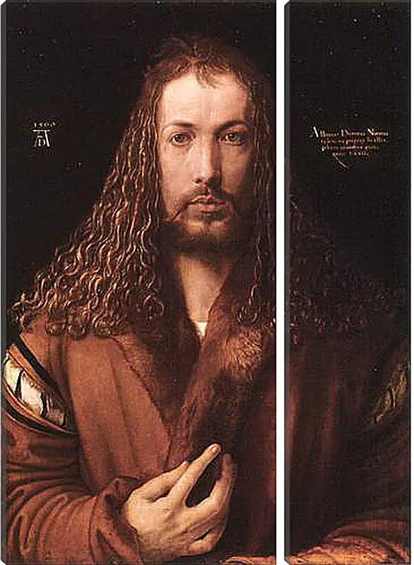 Модульная картина - Self-portrait by Albrecht. Автопортрет в одежде, отделанной мехом. Альбрехт Дюрер