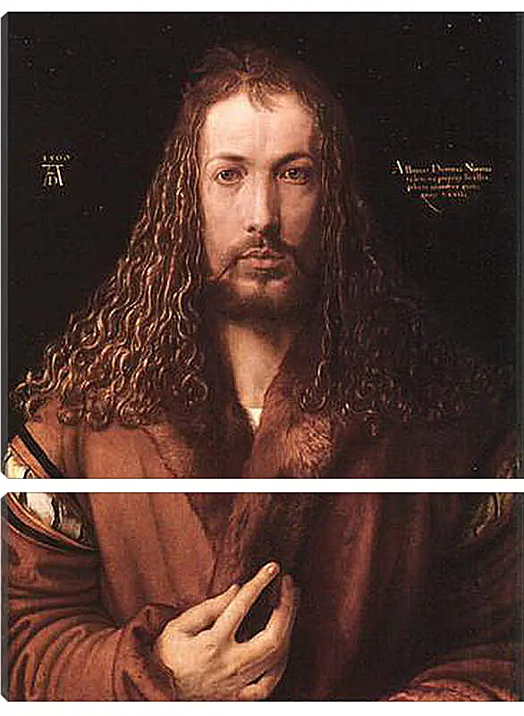 Модульная картина - Self-portrait by Albrecht. Автопортрет в одежде, отделанной мехом. Альбрехт Дюрер