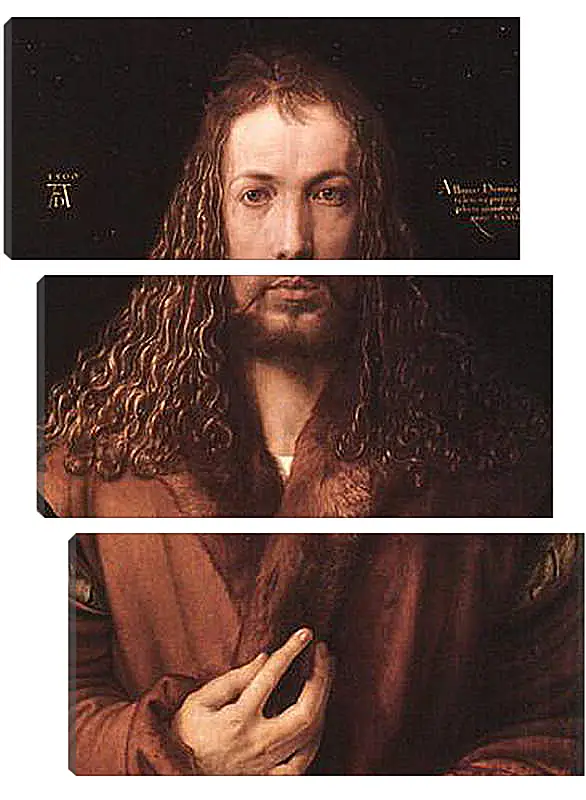 Модульная картина - Self-portrait by Albrecht. Автопортрет в одежде, отделанной мехом. Альбрехт Дюрер