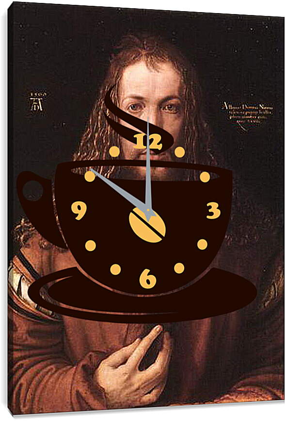 Часы картина - Self-portrait by Albrecht. Автопортрет в одежде, отделанной мехом. Альбрехт Дюрер