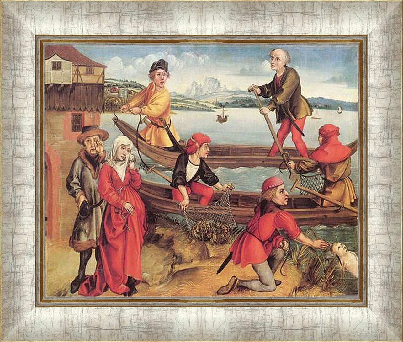 Картина в раме - Wunderbare Errettung eines ertrunkenen Knaben aus Bregenz. Чудесное спасение утонувшего мальчика из Брегенца. Альбрехт Дюрер