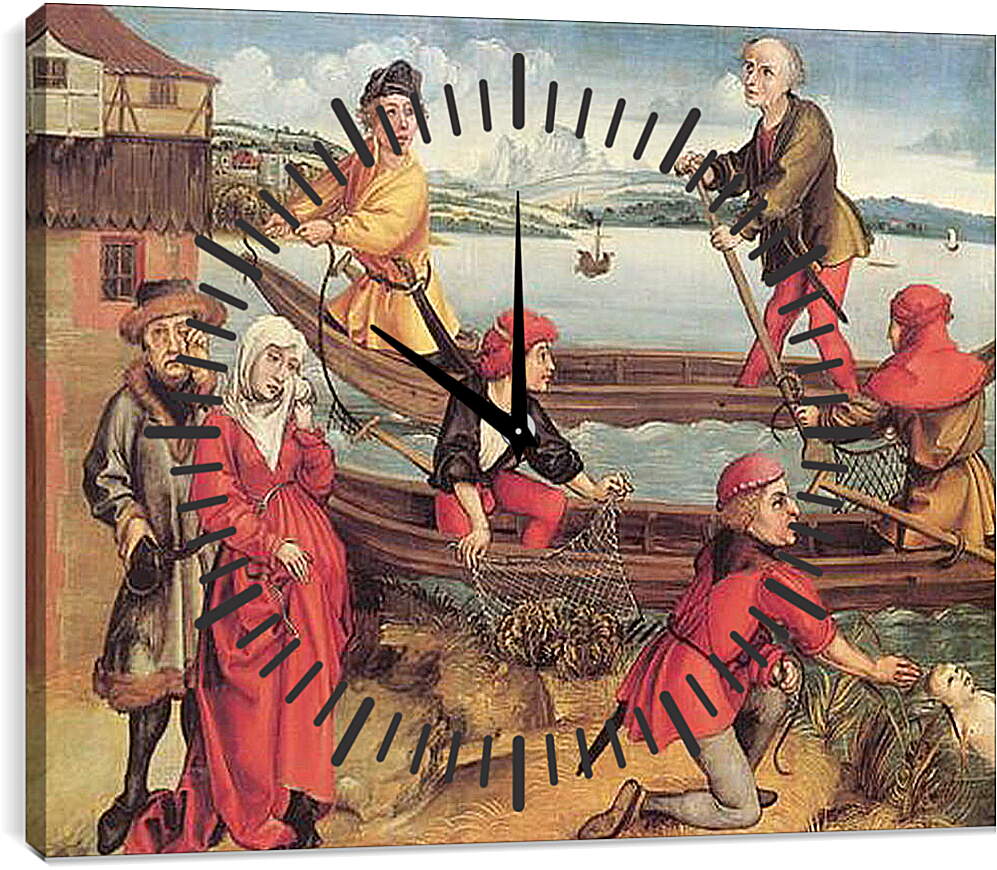 Часы картина - Wunderbare Errettung eines ertrunkenen Knaben aus Bregenz. Чудесное спасение утонувшего мальчика из Брегенца. Альбрехт Дюрер