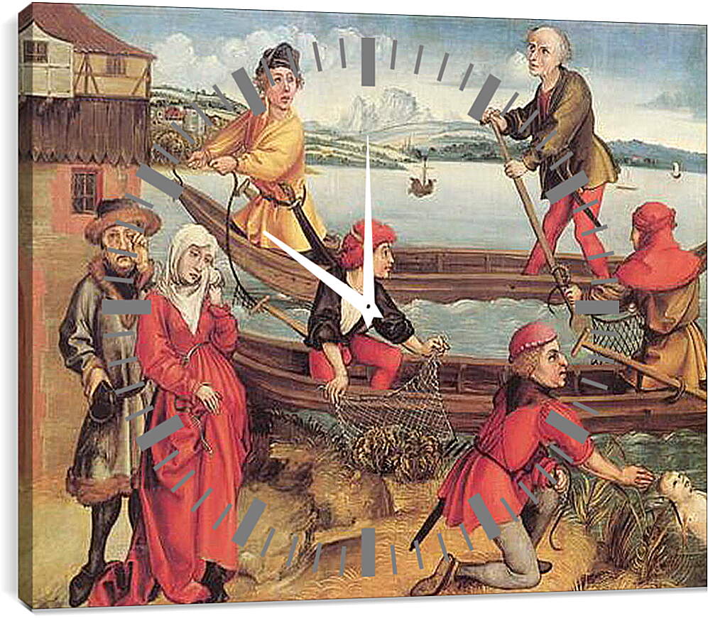 Часы картина - Wunderbare Errettung eines ertrunkenen Knaben aus Bregenz. Чудесное спасение утонувшего мальчика из Брегенца. Альбрехт Дюрер