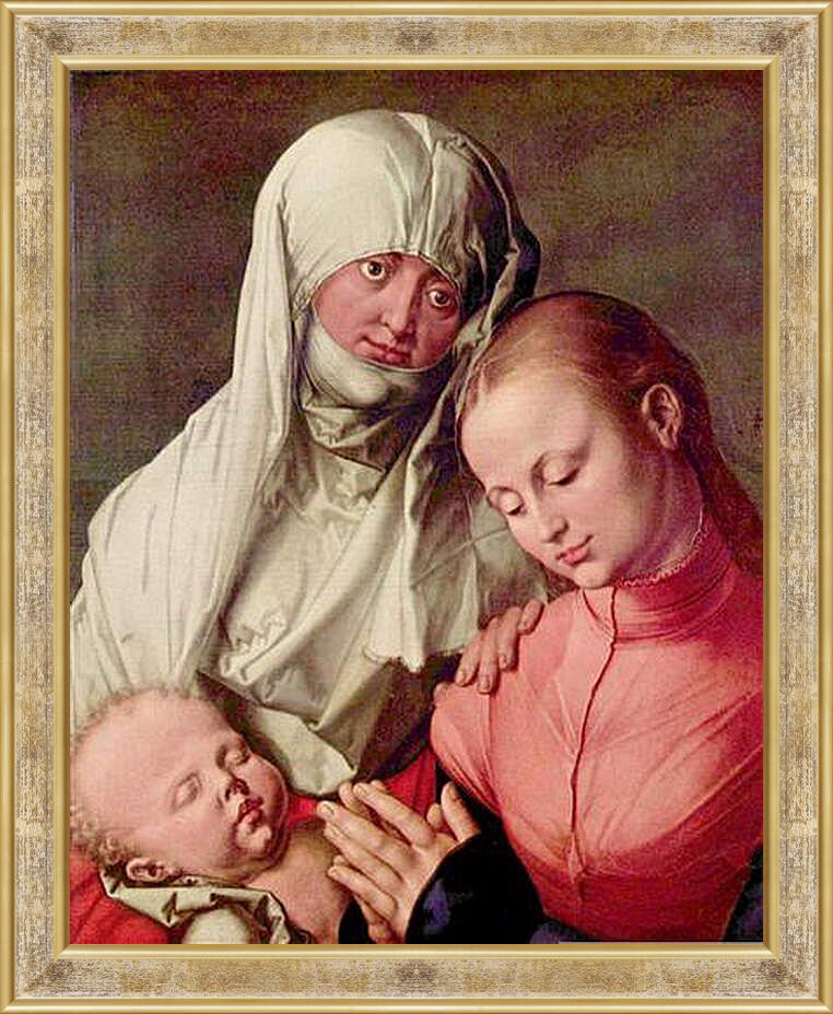 Картина в раме - Jungfrau und Kind mit der Hl. Anna. Мадонна с младенцем и святой Анной. Альбрехт Дюрер