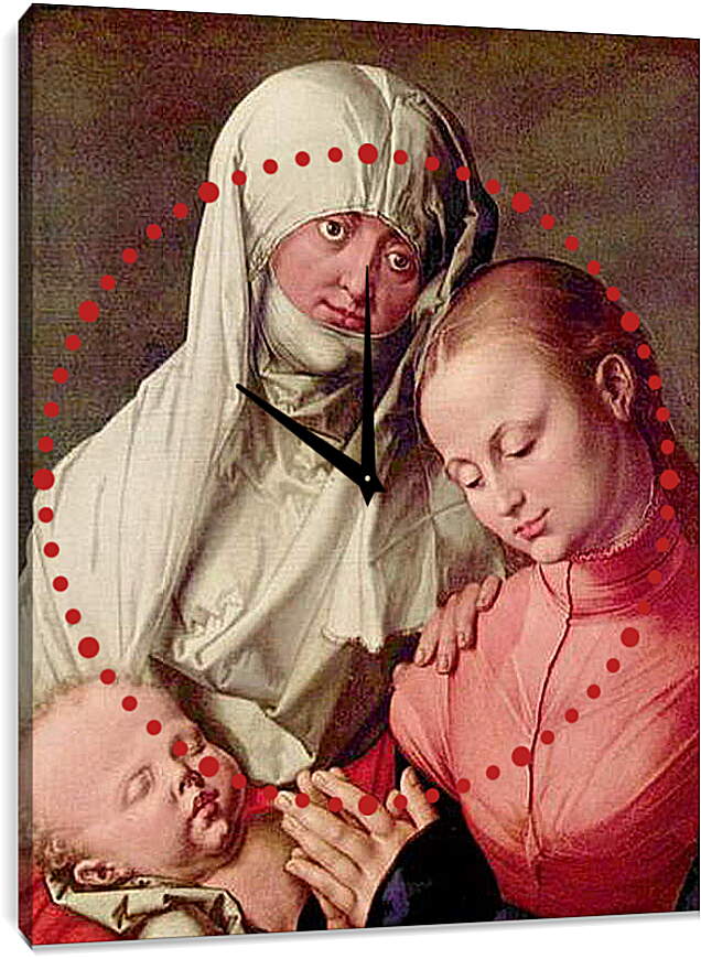 Часы картина - Jungfrau und Kind mit der Hl. Anna. Мадонна с младенцем и святой Анной. Альбрехт Дюрер