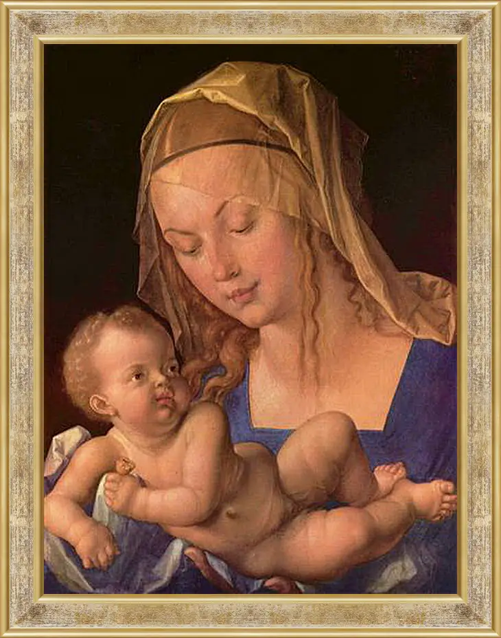 Картина в раме - Die Madonna mit der Birnenschnitte. Мадонна с грушей. Альбрехт Дюрер