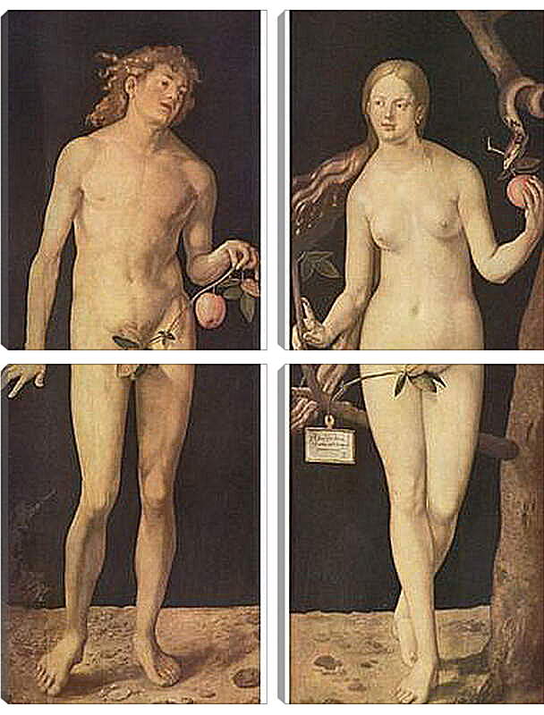 Модульная картина - Adam and Eve. Адам и Ева. Альбрехт Дюрер
