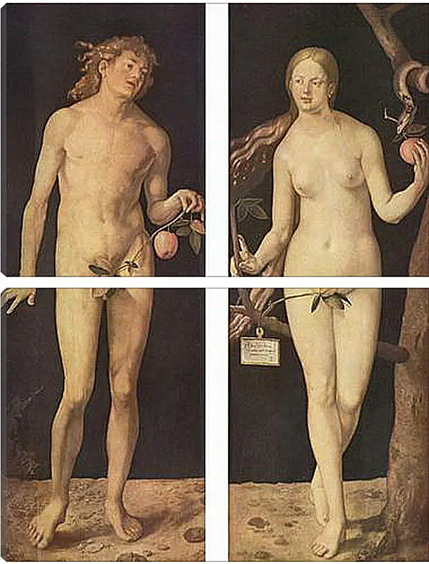 Модульная картина - Adam and Eve. Адам и Ева. Альбрехт Дюрер