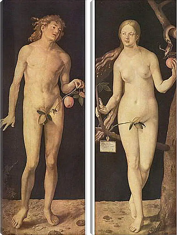 Модульная картина - Adam and Eve. Адам и Ева. Альбрехт Дюрер