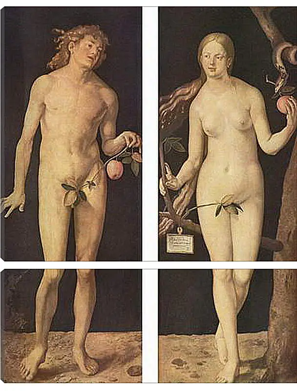 Модульная картина - Adam and Eve. Адам и Ева. Альбрехт Дюрер