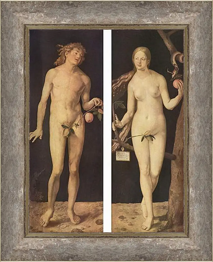 Картина в раме - Adam and Eve. Адам и Ева. Альбрехт Дюрер