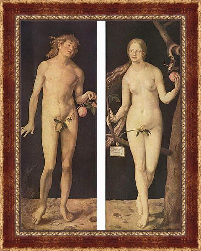 Картина в раме - Adam and Eve. Адам и Ева. Альбрехт Дюрер