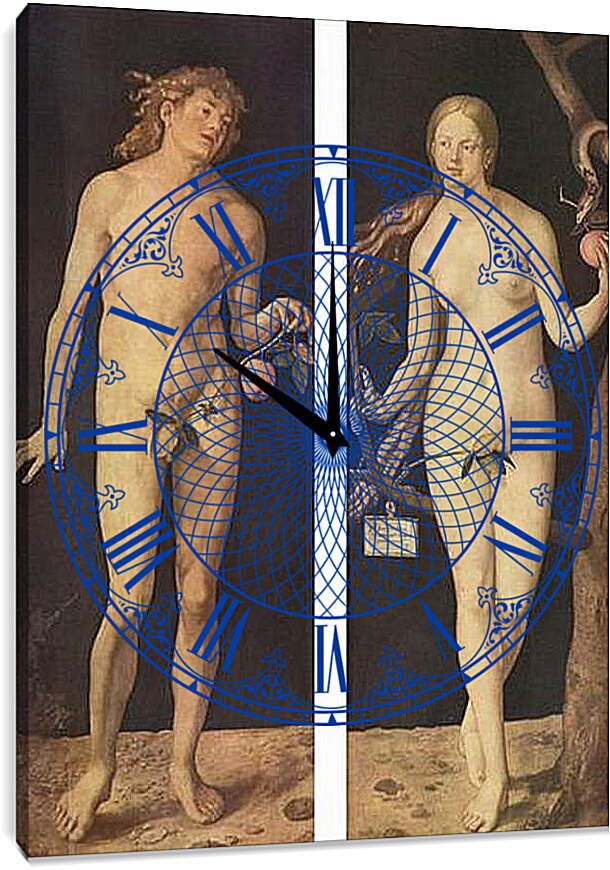 Часы картина - Adam and Eve. Адам и Ева. Альбрехт Дюрер